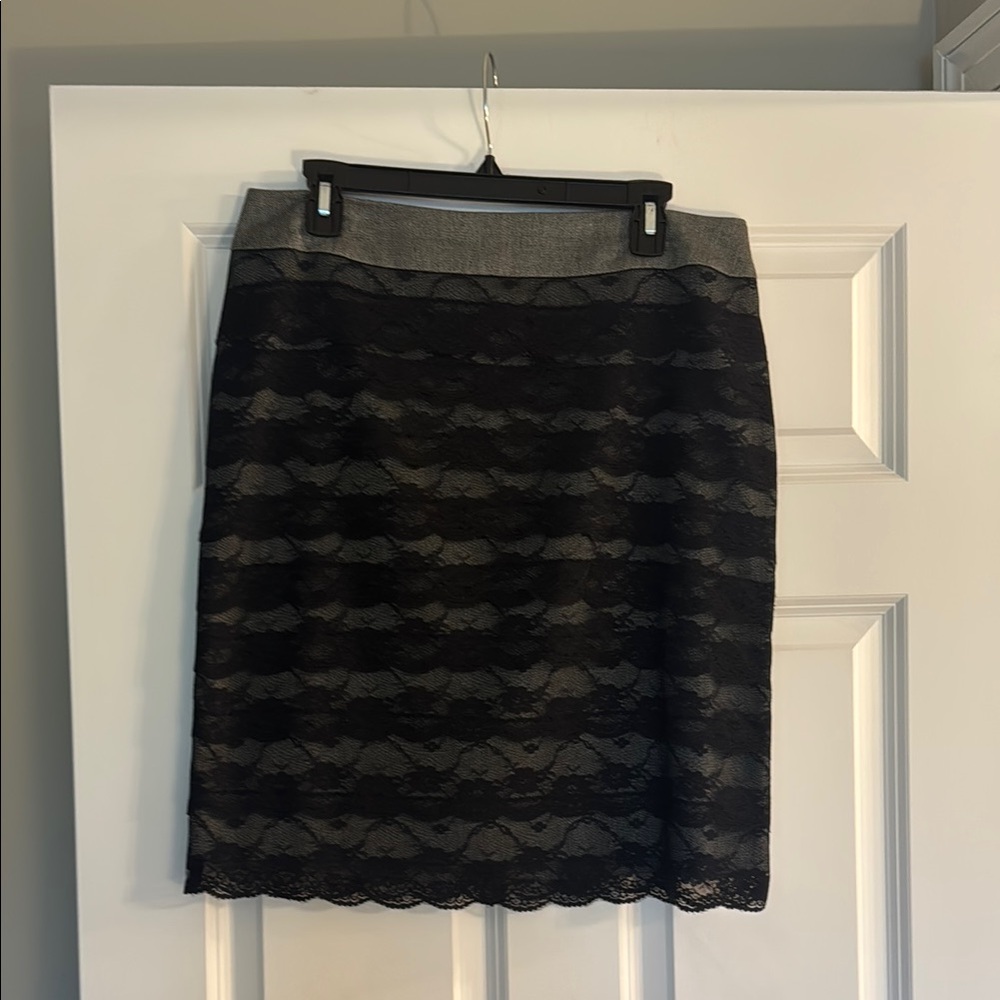 Sharagano Black and Gray Cocktail Pencil Skirt--Size 10